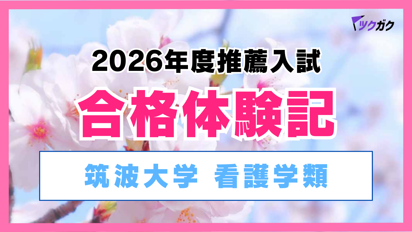 【合格体験記】筑波大学医学群看護学類｜夏休み明けから推薦対策にシフト！一般と推薦でメリハリをつけて見事合格！